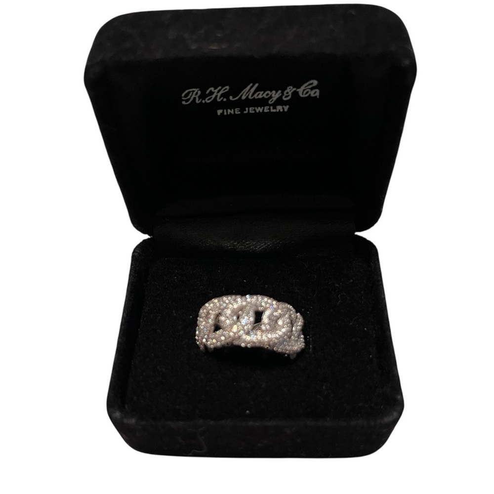 Micropave Chain Link Ring Sterling Silver